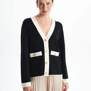 Elegant Black and Cream Women's Sweater